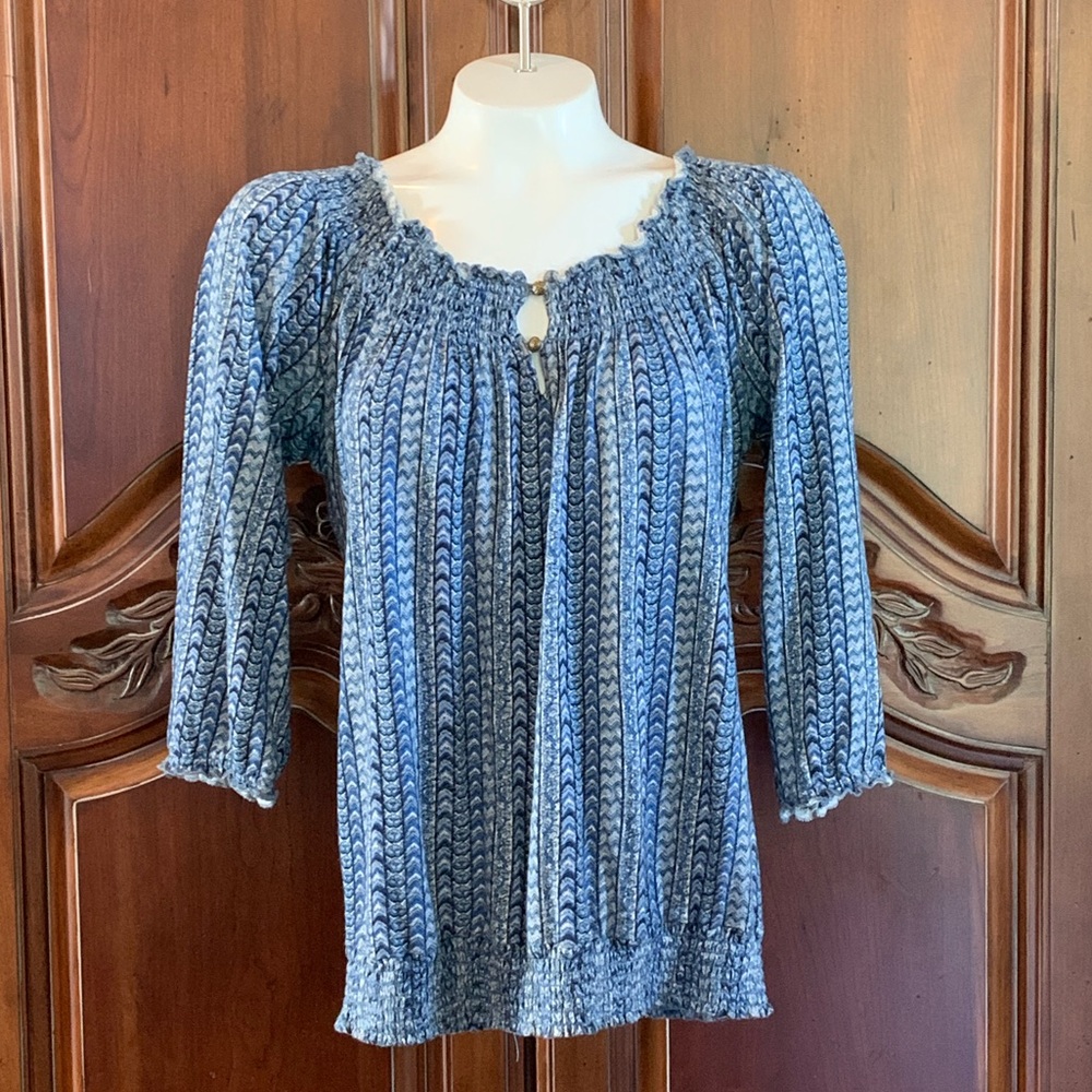 LUCKY BRAND 3/4 Sleeve Peasant Style Blouse